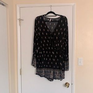 Black Longsleeve Boho Romper
